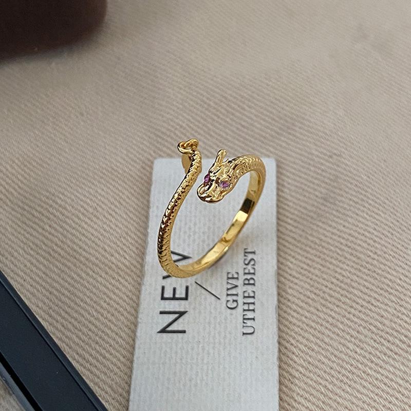 Year of the Dragon Women's Unique High-End Open Ring - Creative Ancient Design