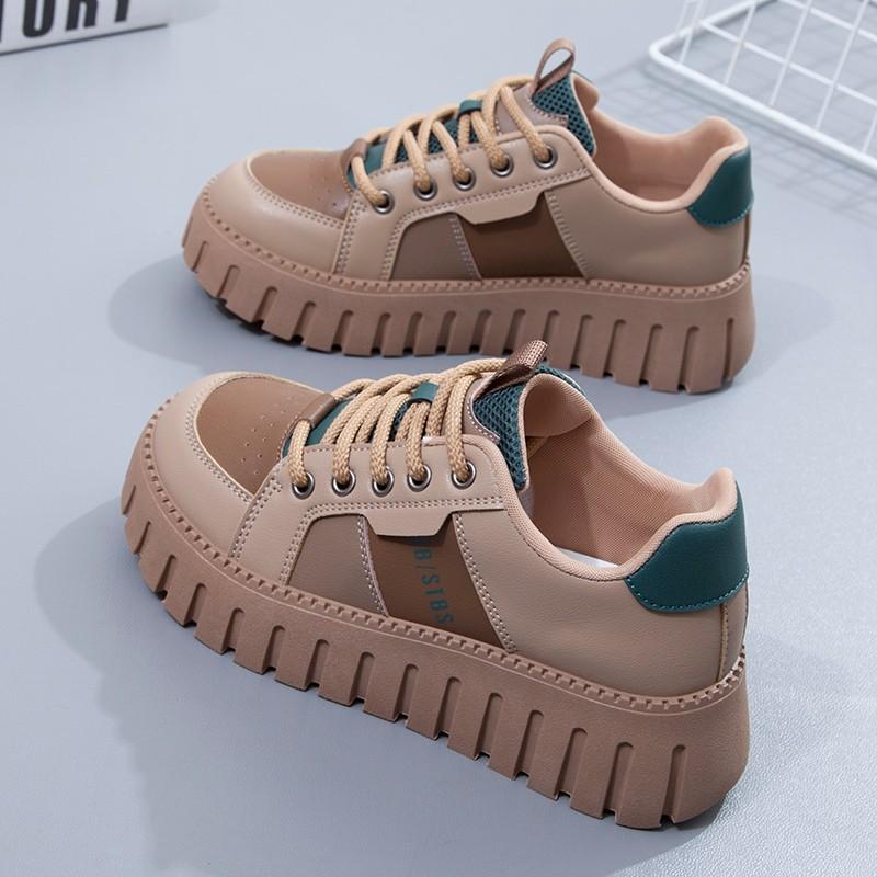 Shoes Student Xiaoxiangfeng Platform Biscuit Shoes 22 Spring and Autumn New Sports Comfortable Casual Shoes Tide 35 хаки