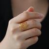 Large Filigree Lotus Flower Ring Women Stainless Steel Gold Aesthetic Bohemian Ring Wedding Engagement Jewelry Gift
