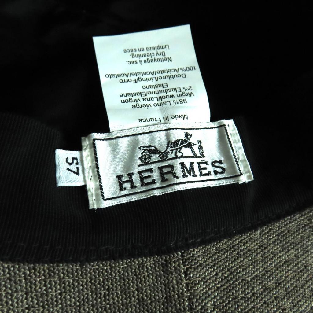 Toller HERMES Hut Bestickter H Bucket Hat Braune Wolle Damen 57 Gebraucht