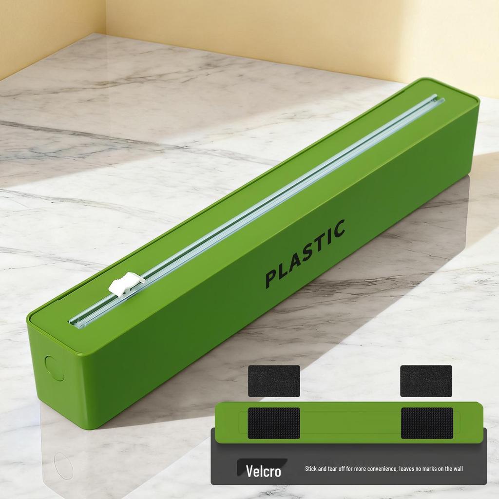 Wall-Mounted Magnetic Cling Film Cutter with Suction Cup & Two-Way Sliding Blade for Foil and Baking Paper