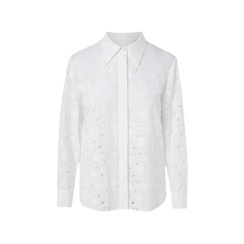 

LANCY Yang 25 Series Cotton Daisy Embroidered Hollow-Out Shirt M