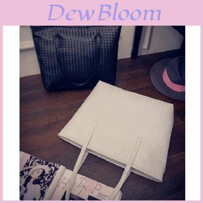 Stylish Large Capacity Pu Tote Bag For Women Retro Casual Woven Shoulder Handbag
