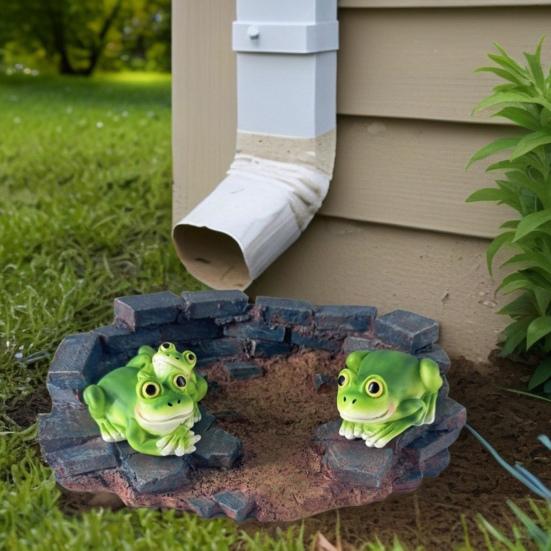 Frogs Gutter Guardian Rain Downspout Extension Frog Statue Decorative Splash Block Frog Figurine Rain