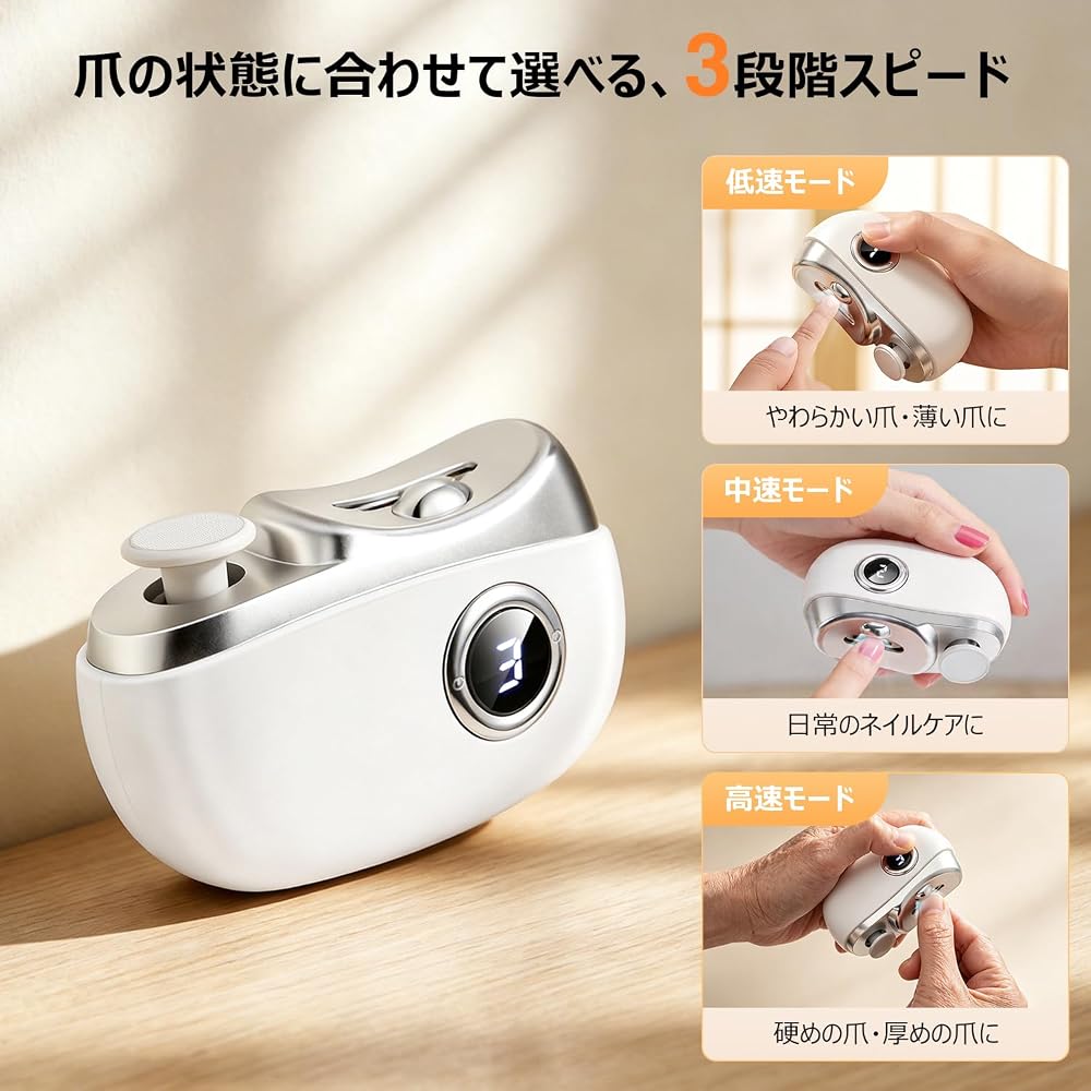 Glorlummi Electric Nail Clipper 3-in-1 with LED Light, Quiet Design, Anti-Splash, Nail Care
