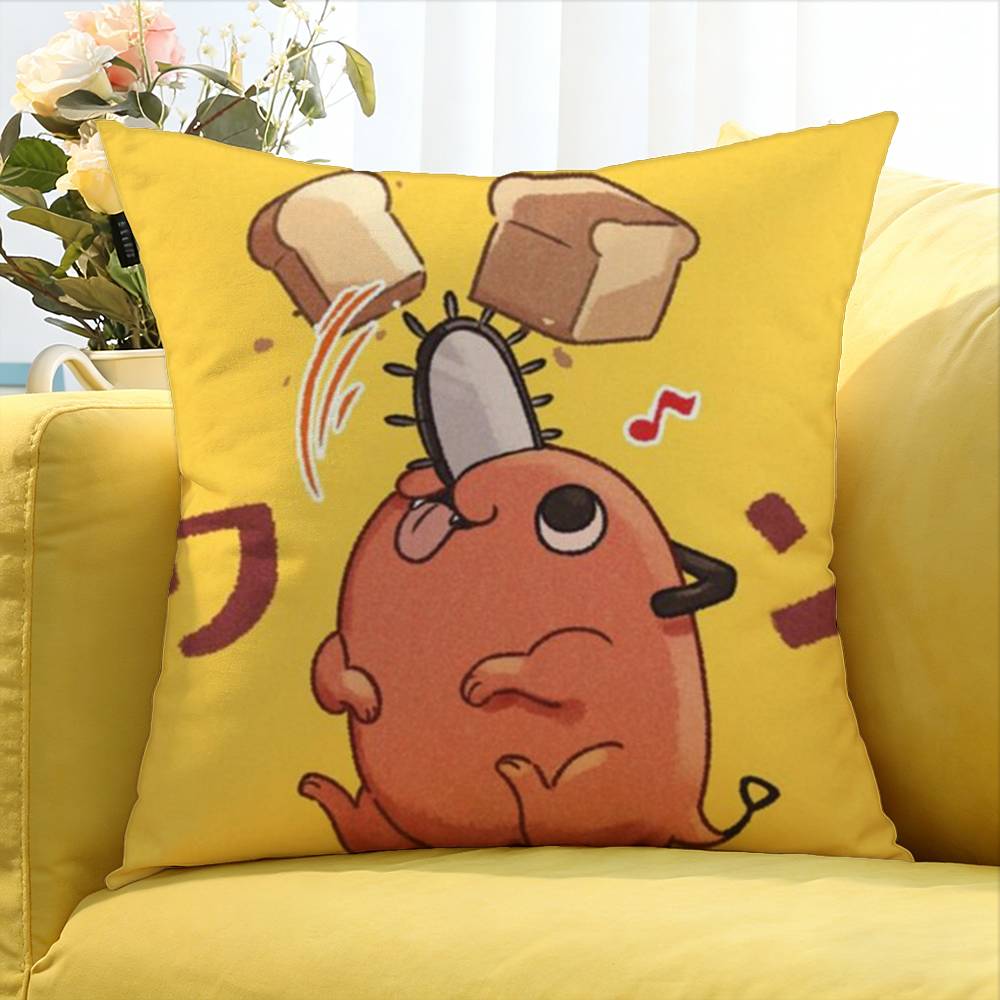 P-Pochita World Various Sizes Square Pillow Case For Car Home Bedchamber Decor Peach skin 18*18(CM)-1Pcs