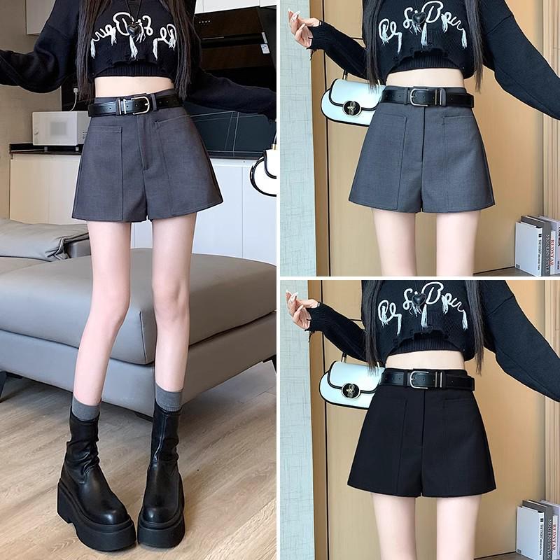 

2024 Women s High-Waisted Gray A-Line Wide-Leg Shorts XL
