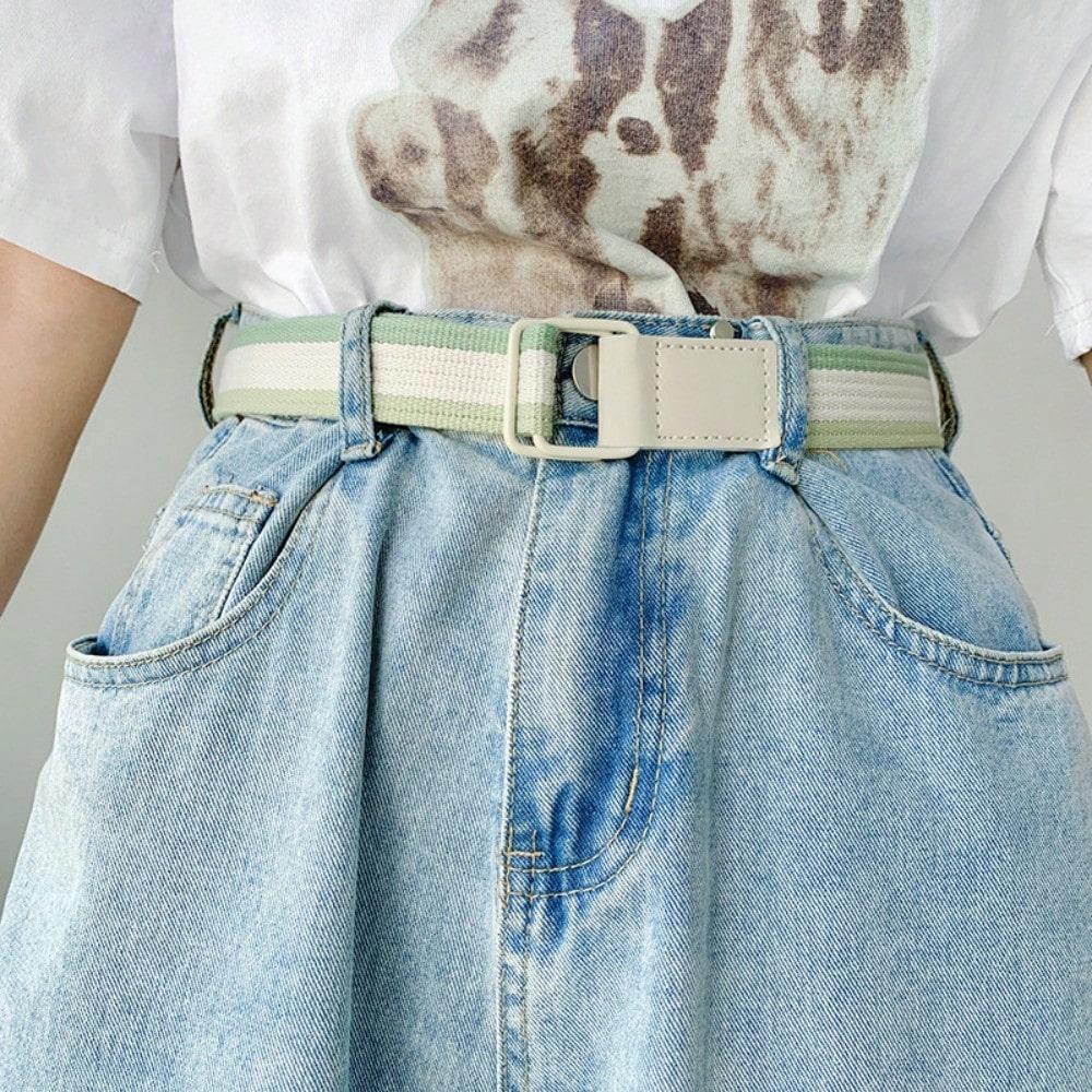 Farbe Jeansgürtel Damen Trend Mode Persönlichkeit Vielseitiger Gürtel Damen Dünn und Schmal Style 4 bunt