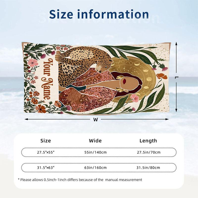 Decorative Artwork Theme Beach Towel Personalized Custom Name & Text Soft Quick Dry Beach Towel for Swimming Travel
