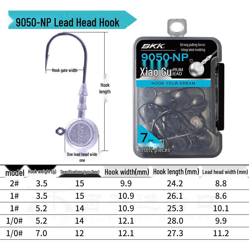 New BKK Black King Kong Ned Rig Jig Head Hook - Sharp 9076 Lure for Wild Fishing