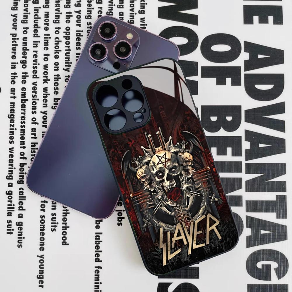 Slayer Heavy Metal Rock Band Phone Case for Iphone 17 16 15 14 12 11 13 Pro Max Mini X Air Puls Black Glass Cover