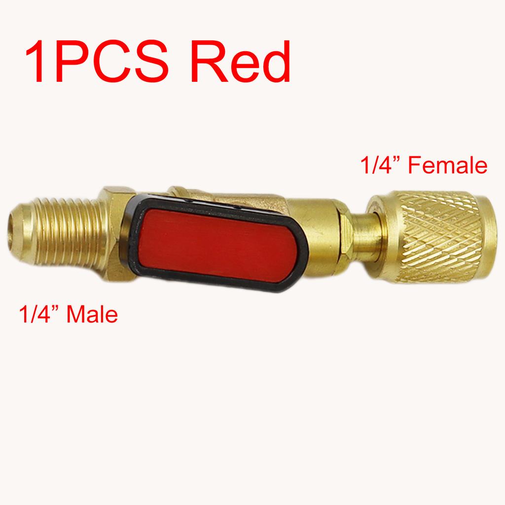 Air Conditioning Refrigerant Ball Valve 1/4" SAE Straight Shut-Off Valve for R134A R410A R22 R12 Charging Hoses AC Refrigerant Mass Air Flow 3