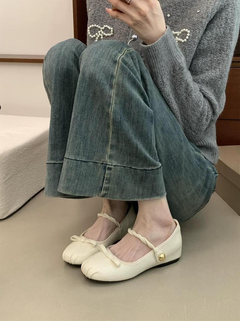 Inner heightening retro single shoes women's shoes 2025 new spring French Mary Jane black commuter small leather shoes