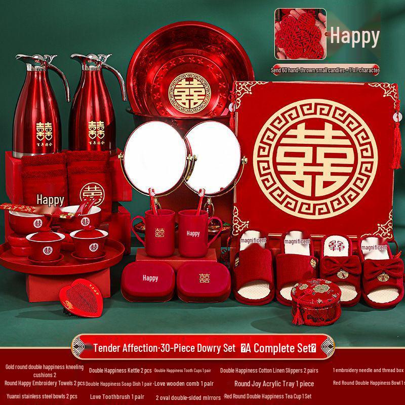 Luxurious Bridal Dowry Set: Practical Wedding Tea Ceremony Cups & Departure Treasure Pot