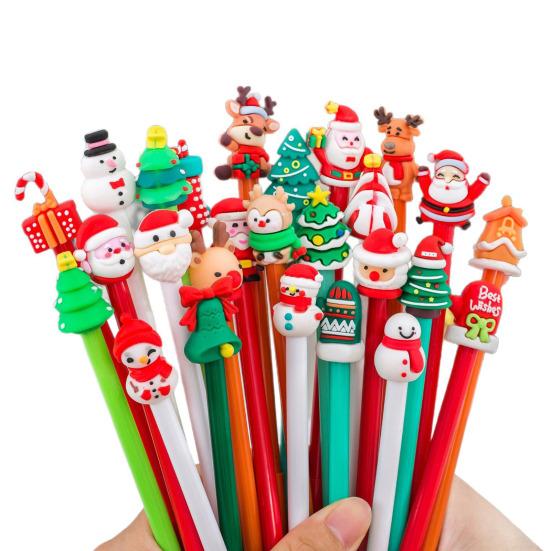 10/20Pcs Christmas Gel Ink Pens Deer Snowman Santa Claus Design Kids Gel Pens School Supplies Christmas Party Favors