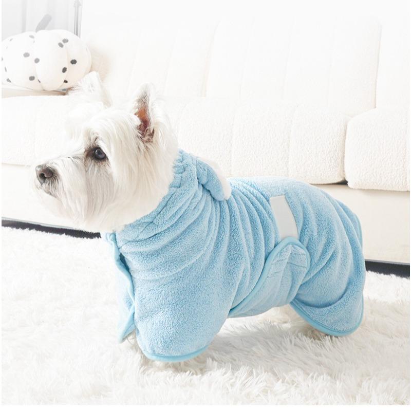 Toalla para Perro de Coral Suave Transpirable Absorbente Bata de Baño para Mascotas Bata para Cachorro Secado Rápido Ropa para Perros para Razas Pequeñas