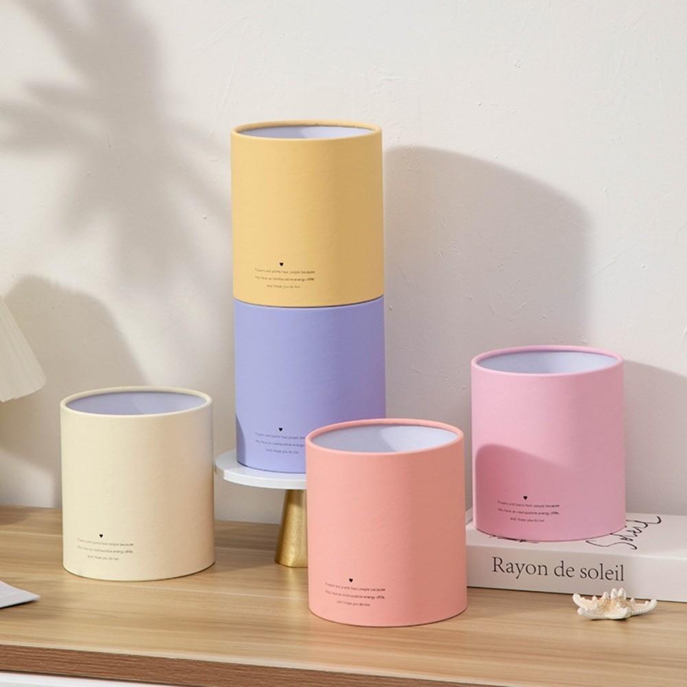 New Rose Flower Gift Box Round Solid Color Gift Packaging Paper Box Bouquet Storage Flower Arrangement Bucket Valentine's Day