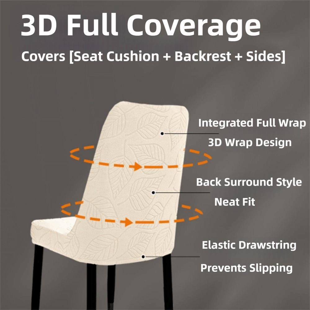 Leaf Pattern Curved Chair Cover Stretchable Soft Restaurant Stool Cover Removable Thickened Dining Chair Cover for Dining Room