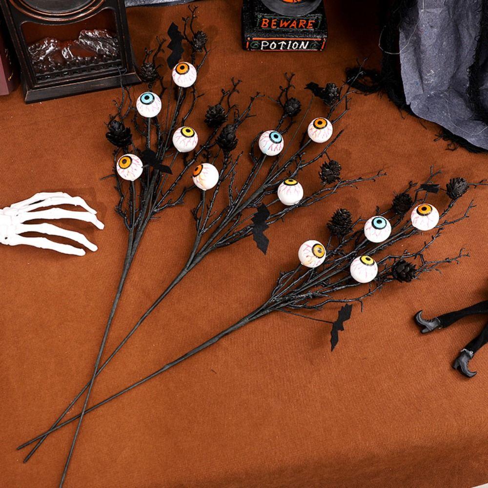 Black Halloween Maple Bat Bouquet Spooky Fake Plants Artificial Eyeball Twig Branch  Ghost Festival