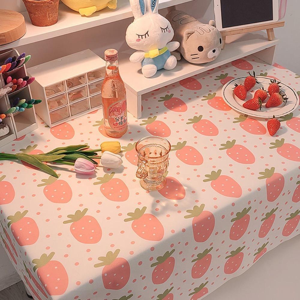 Ins Korean Plaid Tablecloth Strawberry Background Cloth Modern Desk Table Cloth