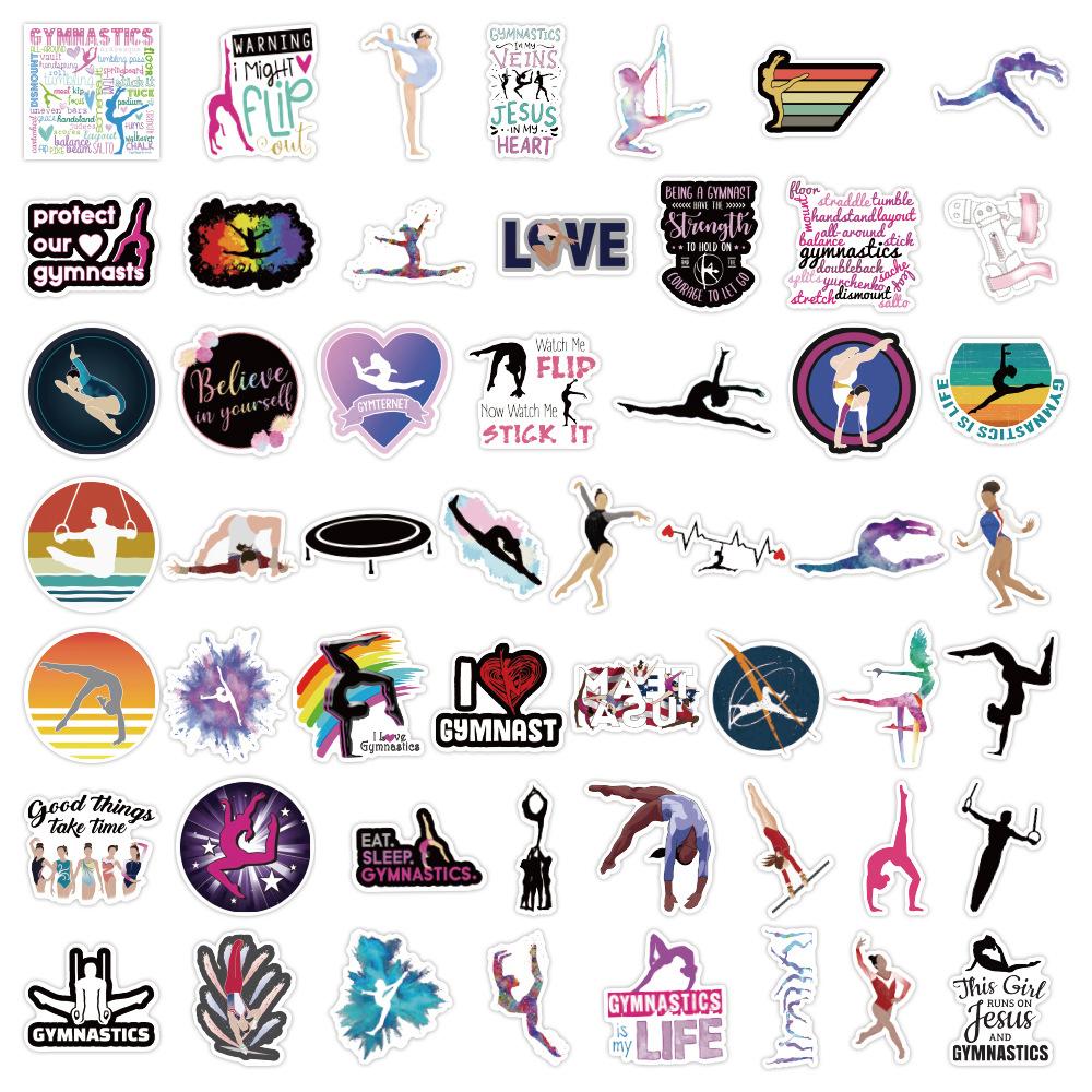 10/30/50/100pcs Sports Gymnastics Cartoon Stickers Creative Graffiti Sticker Water Bottle Phone Suitcase Decals Decoration Gift
