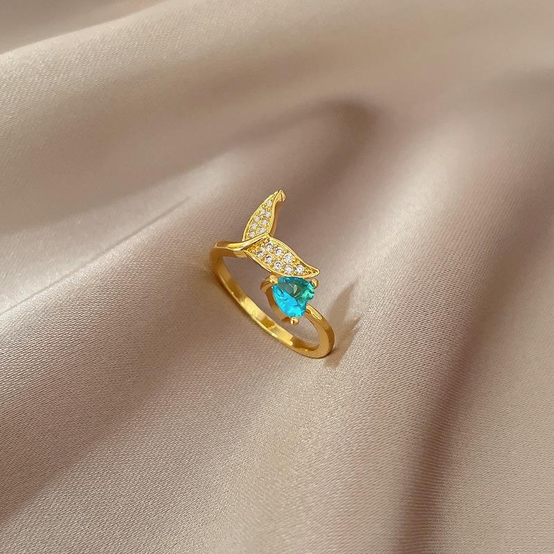 Design Wind Geometric Diamond Bead Ring Women'S Cold Wind Open Ring