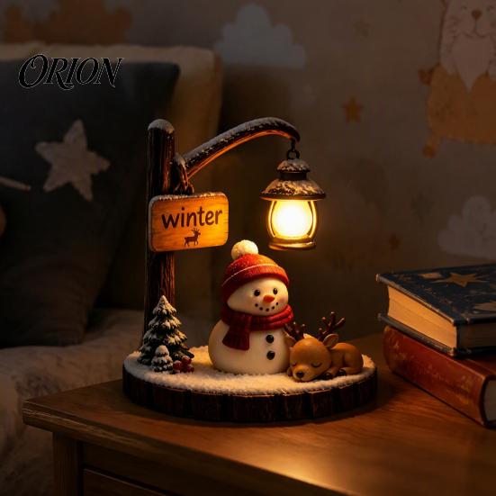Modern LED Desk Lamps for Home Christmas Santa Claus Reading Lantern, Snowman Elk Night Light with Warm Decor Patio Glow, USB Resin Tabletop