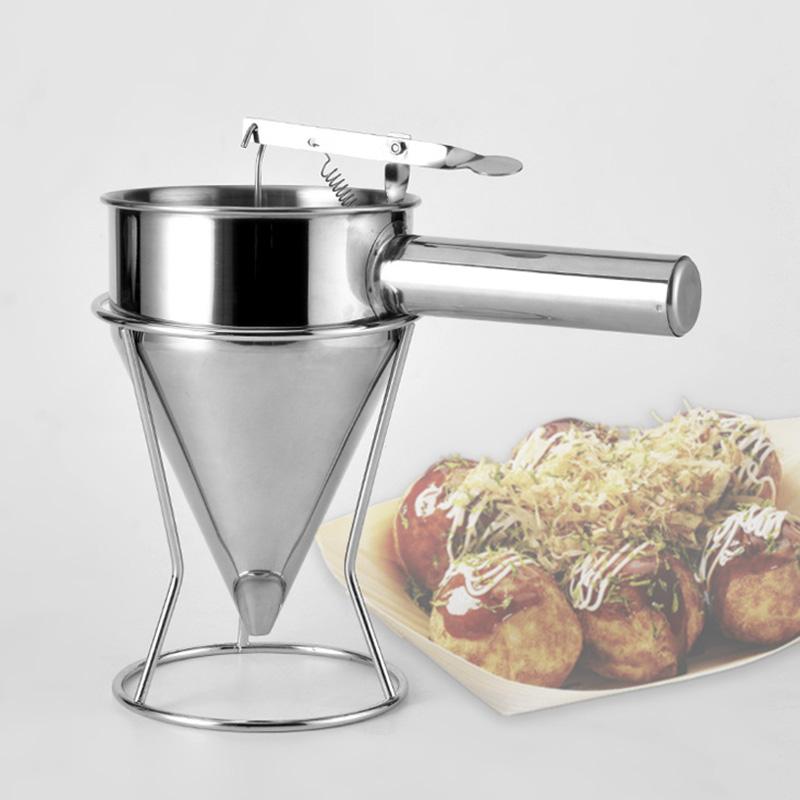 1200ml Stainless Steel Funnel Dispenser Handheld Octopus Ball Tool Cupcake Pancake Baking Tools with Stand Kitchen Accessory