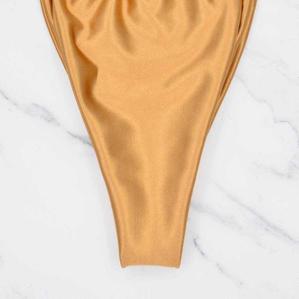 2024 Mehrfarbiger Neckholder-Bikini zum Binden: Sexy einfarbiges Drei-Punkt-Design für europäische und amerikanische Stile