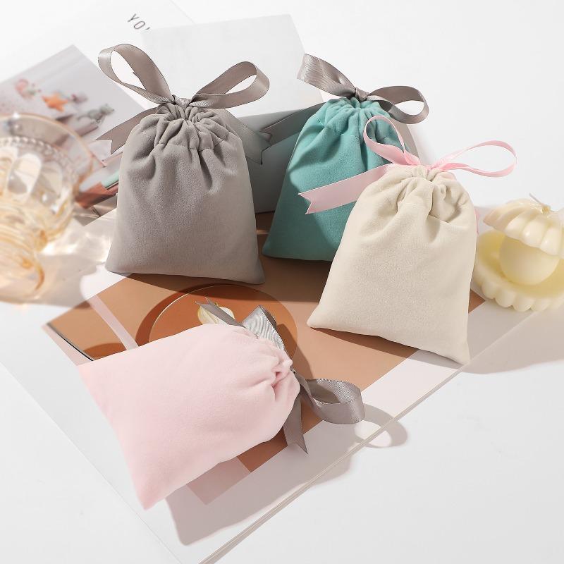 Plush butterfly drawstring velvet pouch - jewelry gift packaging bag - perfume & cosmetic storage bag