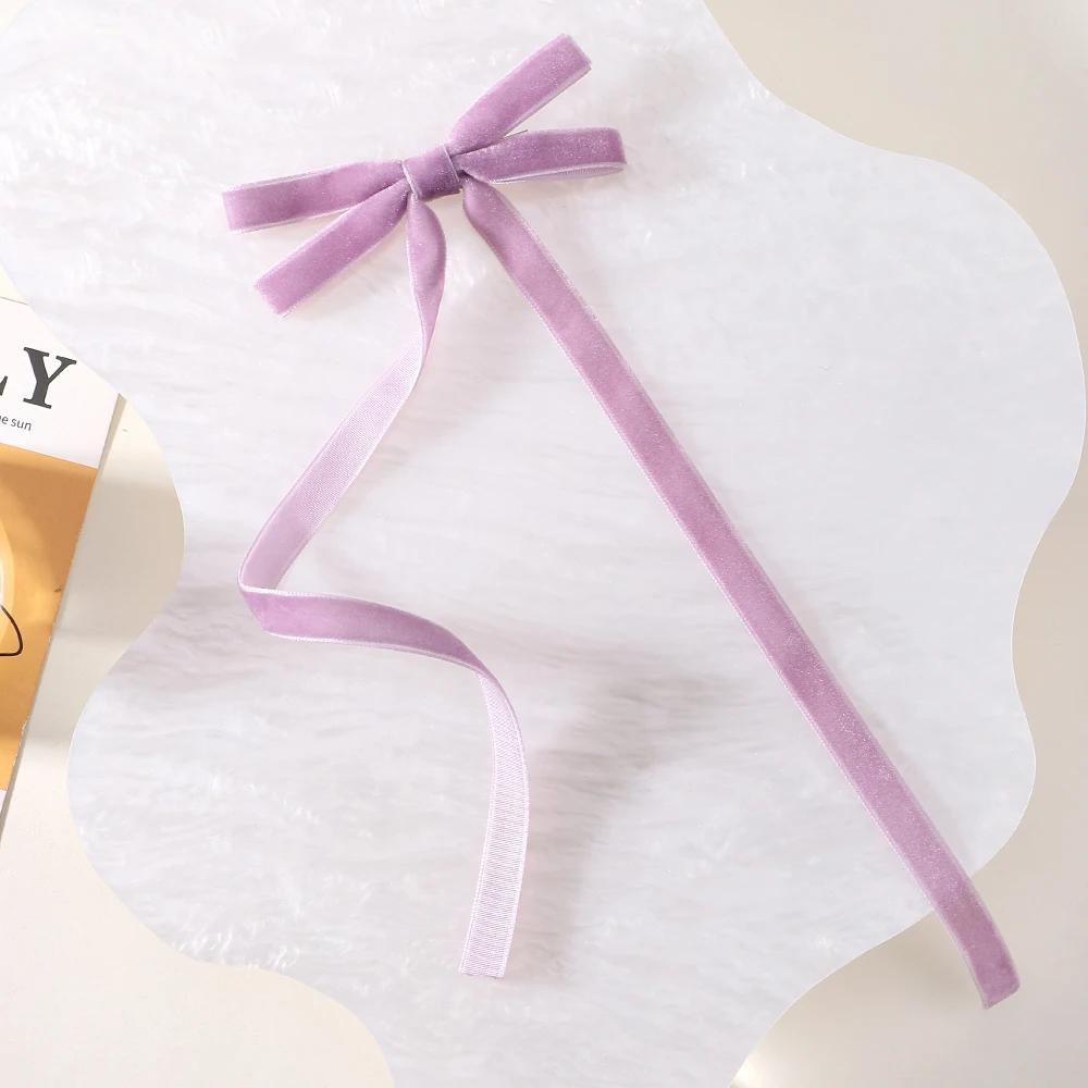 Vintage Big Large Velvet Bow Hairpins Barrettes For Women Girls Wedding Long Ribbon Korean Hair Clip Hairgrip Hair Accessories