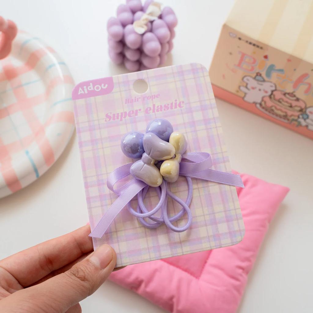 Niedliche elastische Haarbänder Mädchen Farbverlauf Haargummis mit Schmetterlingsknoten Hübsche Pferdeschwanzhalter Kinder Blume Haarschmuck
