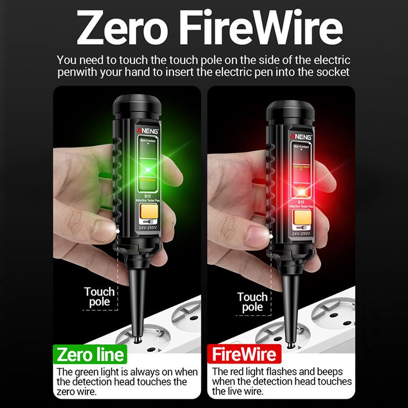 

One-word Screwdriver Tester Highlight Color Indicator Light Professional Electrician Induction Teste Pen Test Tools чорний