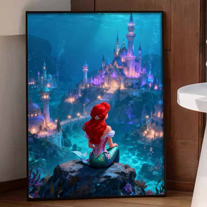 Disney Diamond Painting Kit Mermaid Ariel 5D Diamond Art Home Decor Creative Handmade Gift