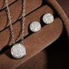 ZAKOL Shiny Micro-set Zircon Round CZ Stud Earrring Necklace Set for Women Exquisite Engagement Party Zircon Sets