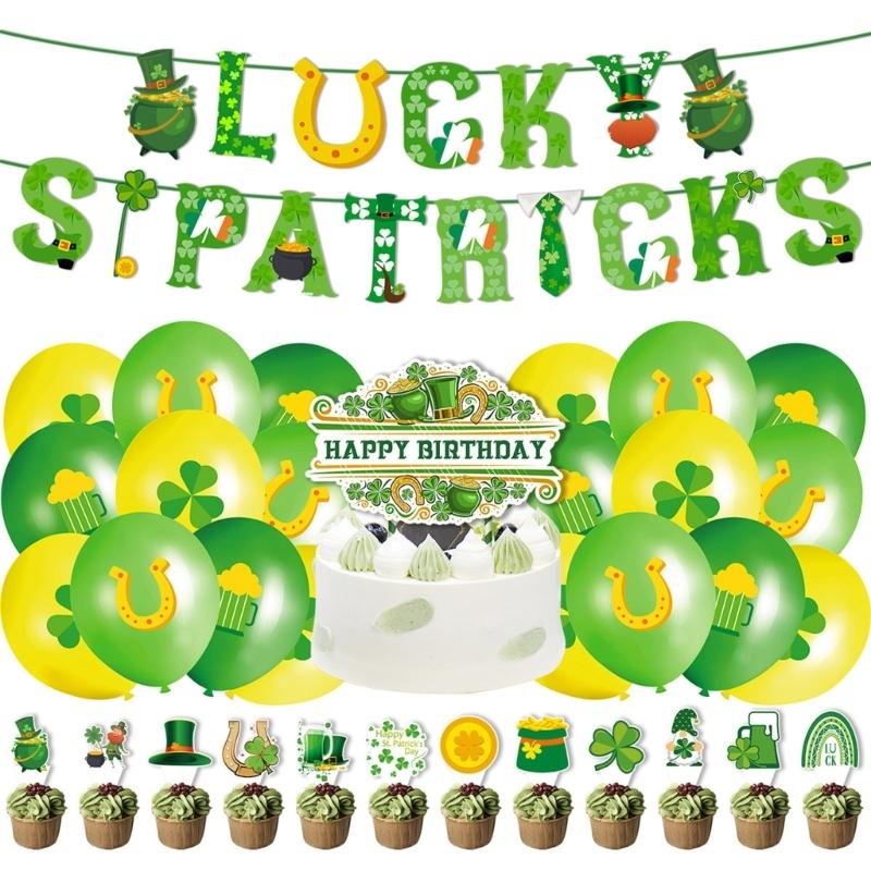 Irish Festival Party Decoration Easy To Install Banners and Cake Toppers Balloons Cupcake Toppers Ribbon Party Supplies