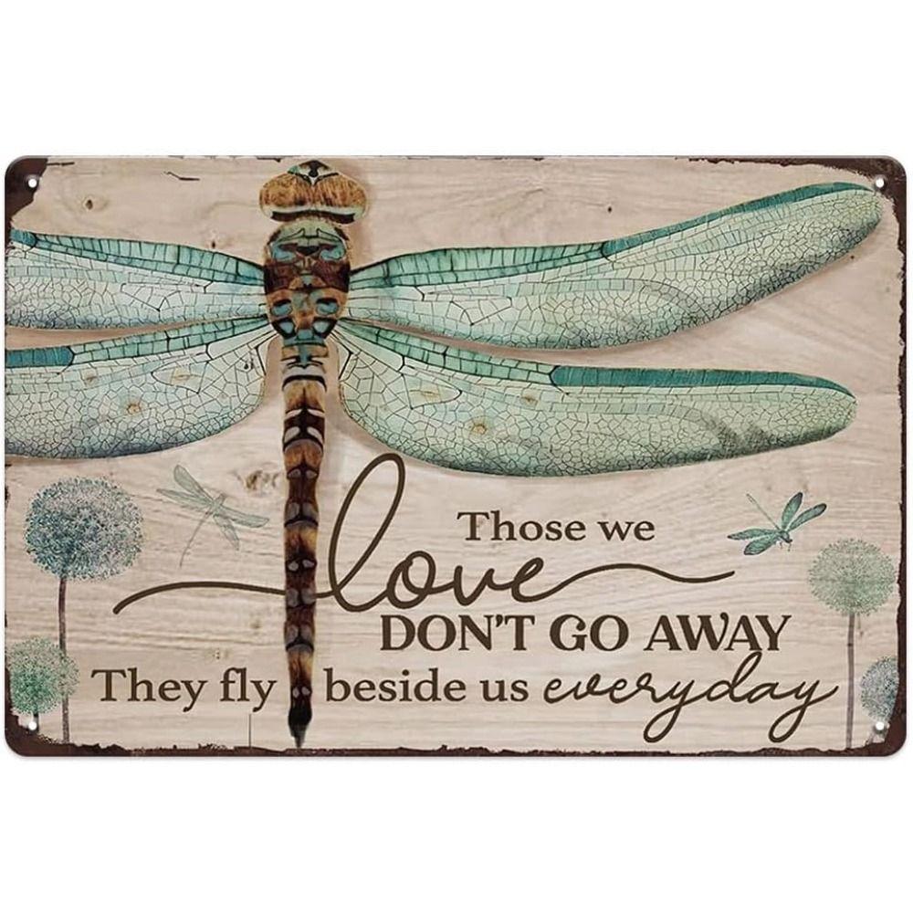 Artistic Dragonflies & Flowers Metal Tin Signs - Unique Wall Decor