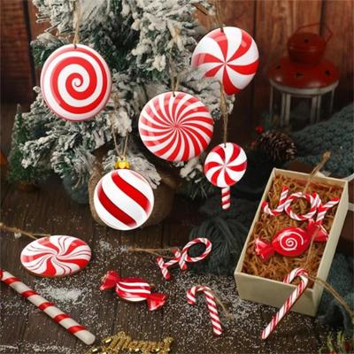 12/24Pcs New Wooden Christmas Tree Decoration Candy Cane DIY Candy Cane Decoration Red Hanging Hanging Ornaments Christmas