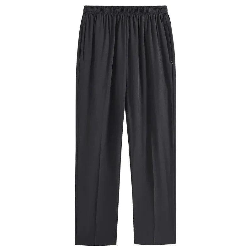 Men's Lightweight Grey Elastic Waist Straight Leg Pants