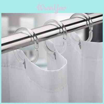 Transparent Shower Curtain Hooks C-shaped Set Of 12 Clear Plastic Hooks