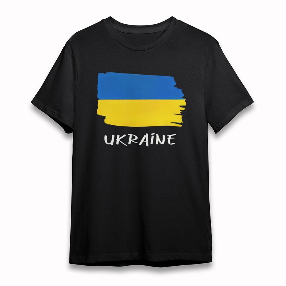

Women s Soft Oversize T-Shirt Ukraine Blue Yellow Splash Tee Short Cotton Black 2XL