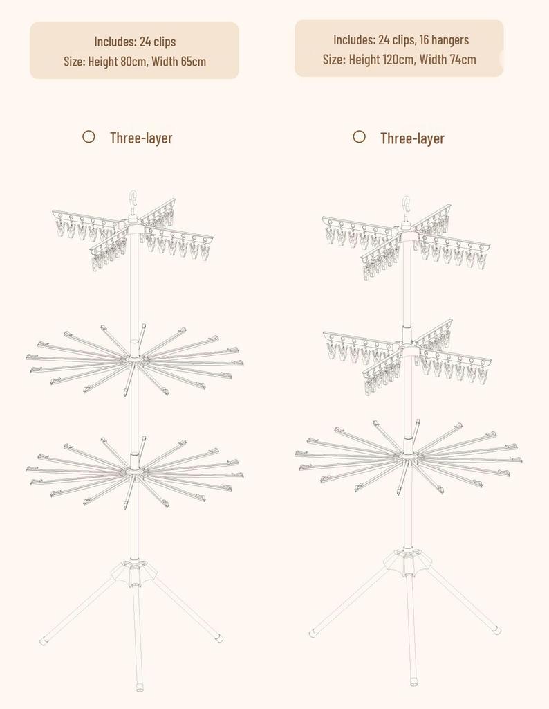 Rotatable Baby Clothes & Diaper Drying Rack - Multi-Size Newborn Towel Rack