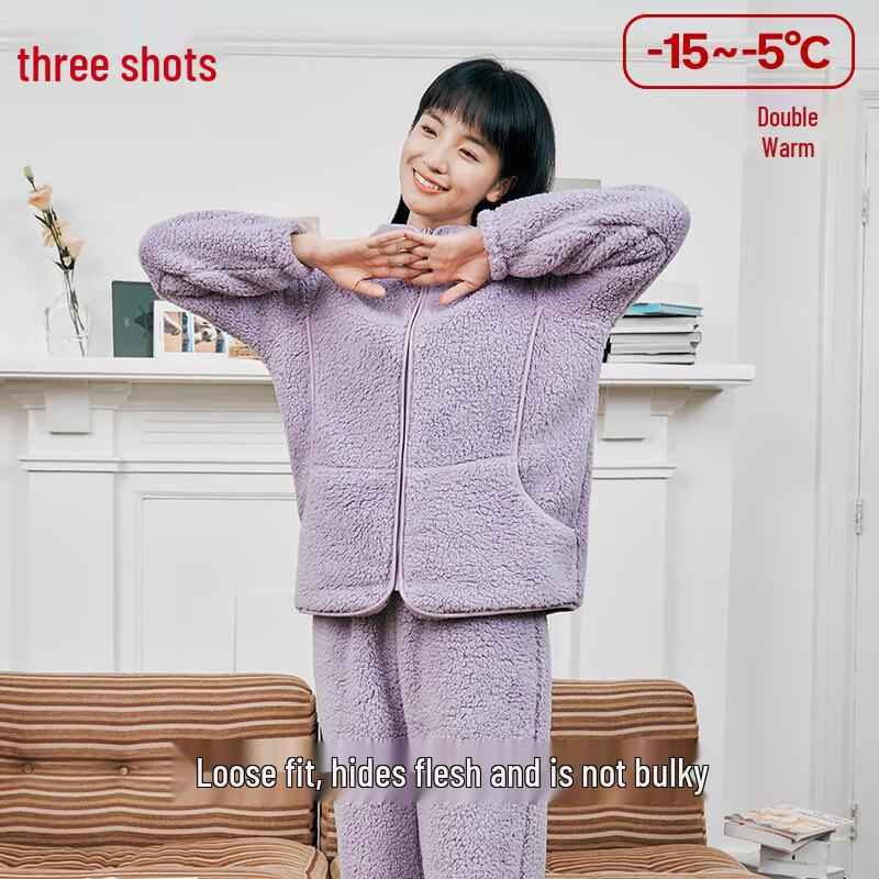 Women s Lamb Fleece Hooded Pajama Set XL