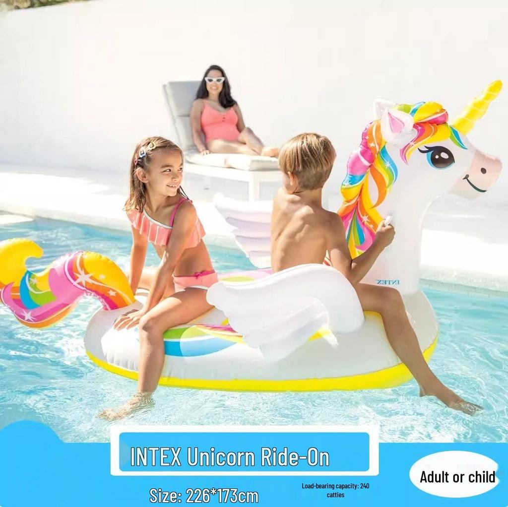 Intex 57288 Double Flamingo Adult Inflatable Swimming Ring - Thick Oversized Floating Bed for Kids & Adults