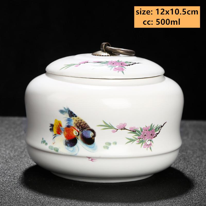 Exquisite Flower Patterns Ceramics Tea Caddy Portable Sealed Tea Leaf Containers Travel Tea Bag Storage Box Spice Organizer