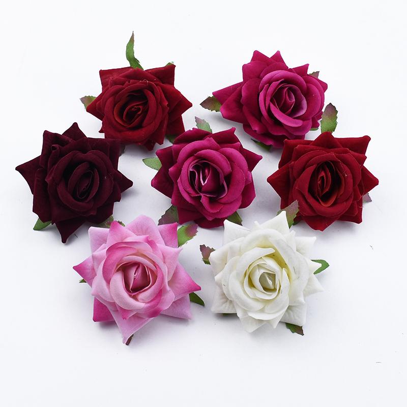 Artificial Flowers Silk Roses Head Upscale Valentine's Wedding Wreath Decora Plant Wall Diy Bridal Bouquet Wrist Home Room Gifts