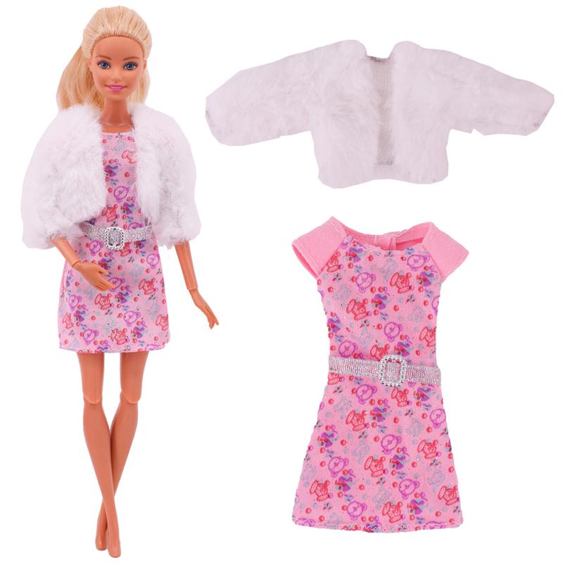 Stoffpuppenkleidung geeignet für 27-29 cm Partykleid Puppenzubehör Plüschweste Jacke + Rock
