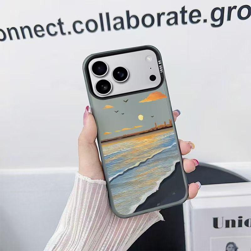 

Beach Sunrise Sterling Silver Shell Phone Case for Apple 15/16/17 Pro, 12/13/14 Pro Max 11