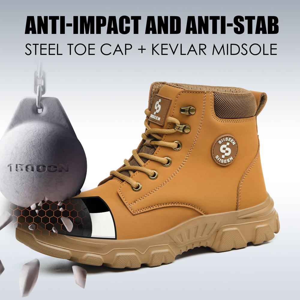 Große Größe 50 Herren Winterstiefel Stahlkappenschuhe Sicherheitsstiefel Schutzschuhe Arbeitsschuhe Unzerstörbare Schuhe Durchstichsicher