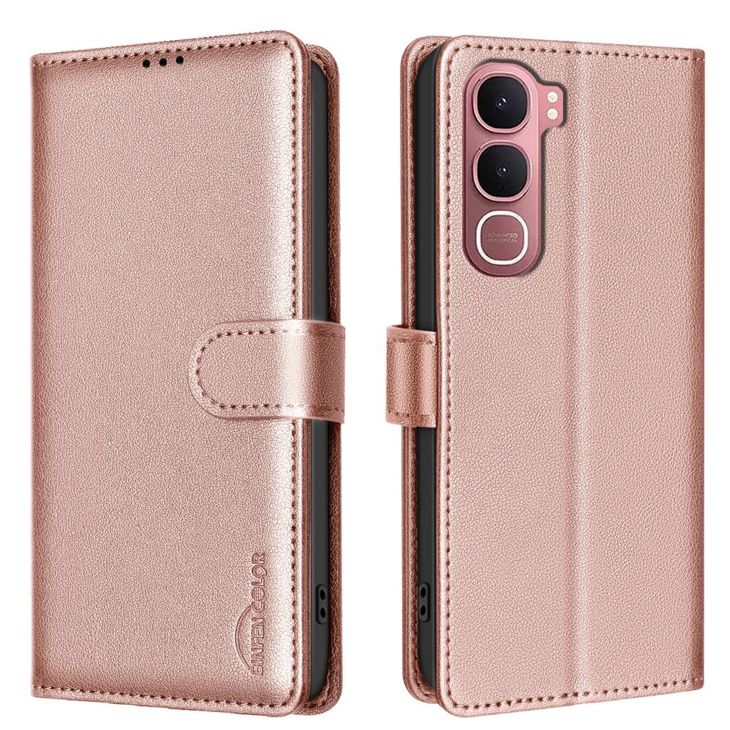 For vivo Y31 5G Leather Case BINFEN COLOR BF32 Wallet RFID Blocking Phone Cover